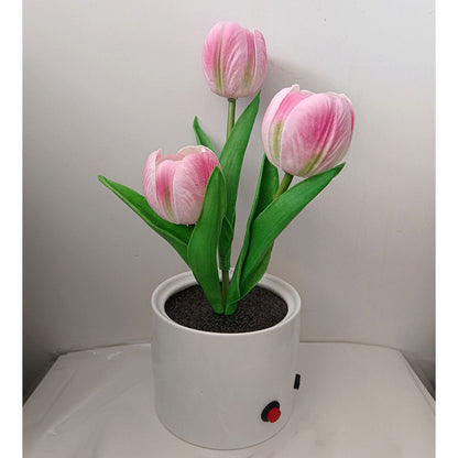 LED Tulip Home Room Decoration Romantic Potted Gift For Office LED Lights