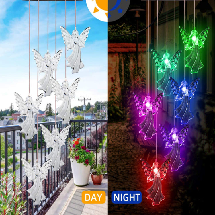 Outdoor Solar Wind Chime Lamp Hummingbird Butterfly Ball