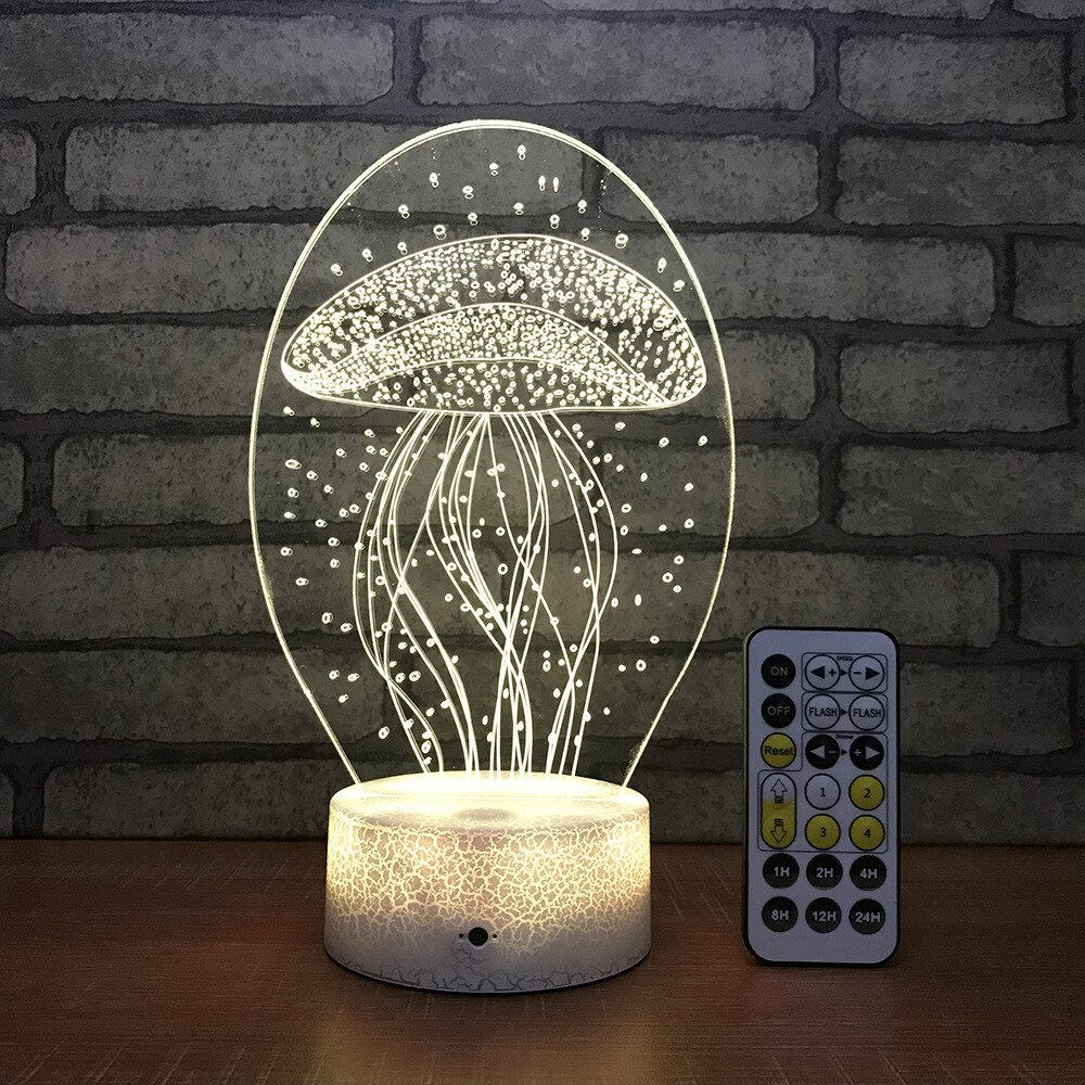 Jellyfish 3D Lamp Unique Creative Product Nightlight Seven-color