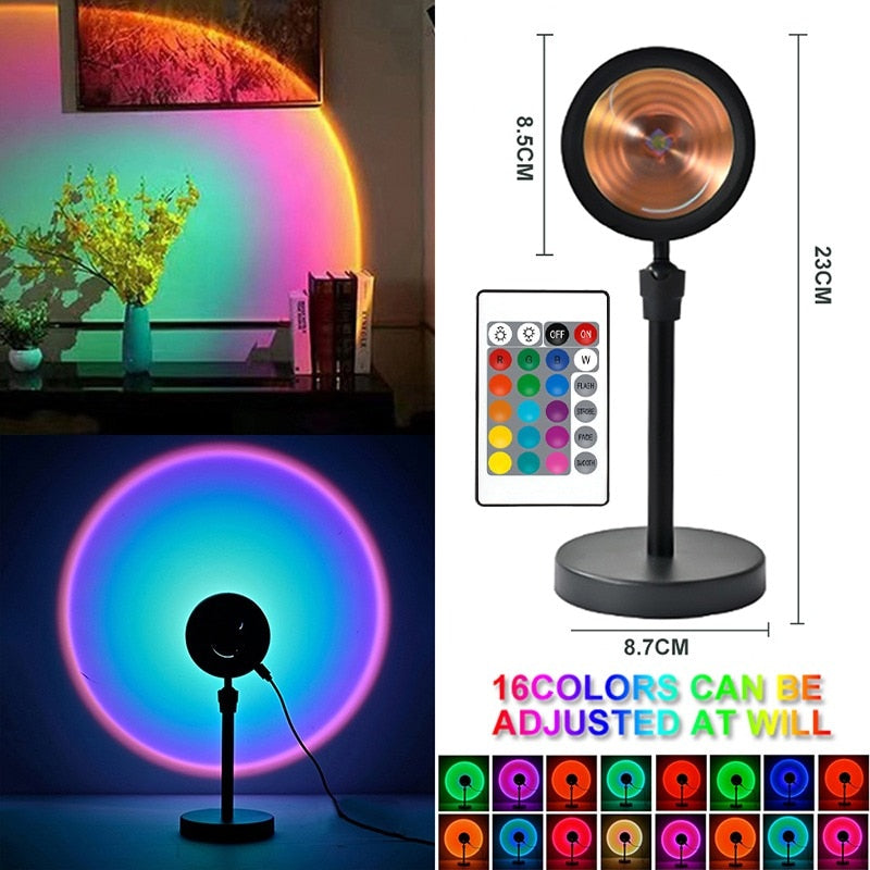 Sunset Lamp Rainbow Projector Night Light Sunset Projection Led Desk Lamp