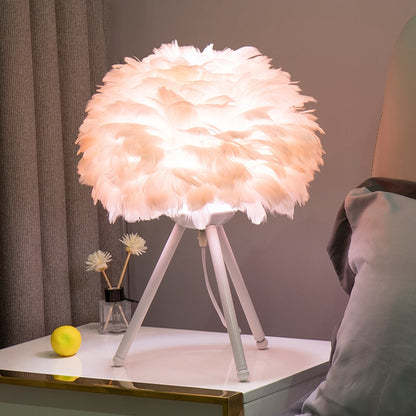 Feather Bedroom Table Lamp Modern