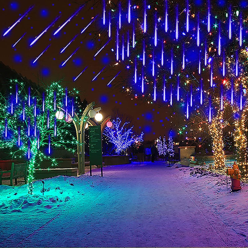 Solar Meteor Shower Rain String Lights