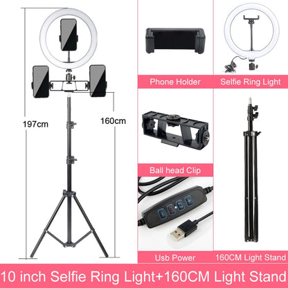 Dimmable LED Selfie Ring Light with Stand