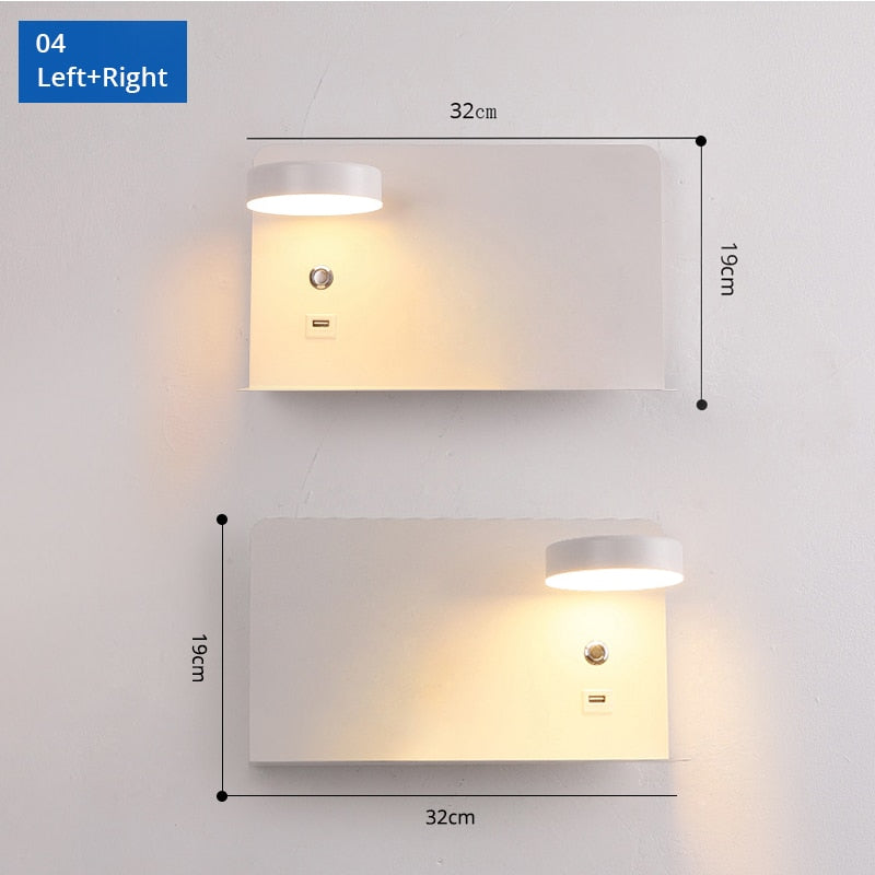 LED Wall Lights With Switch And USB