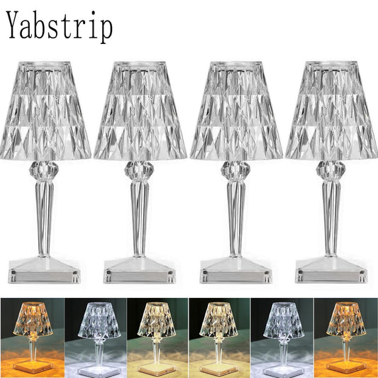 1 to 4 Pieces Crystal Diamond Table Lamp Touch Sensor LED Night Light