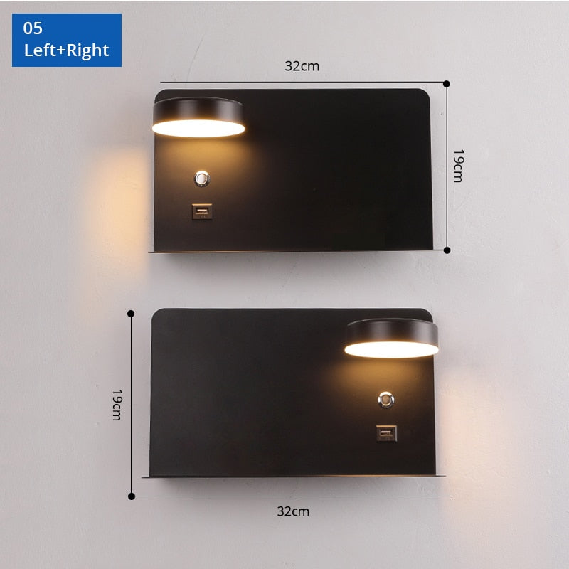 LED Wall Lights With Switch And USB