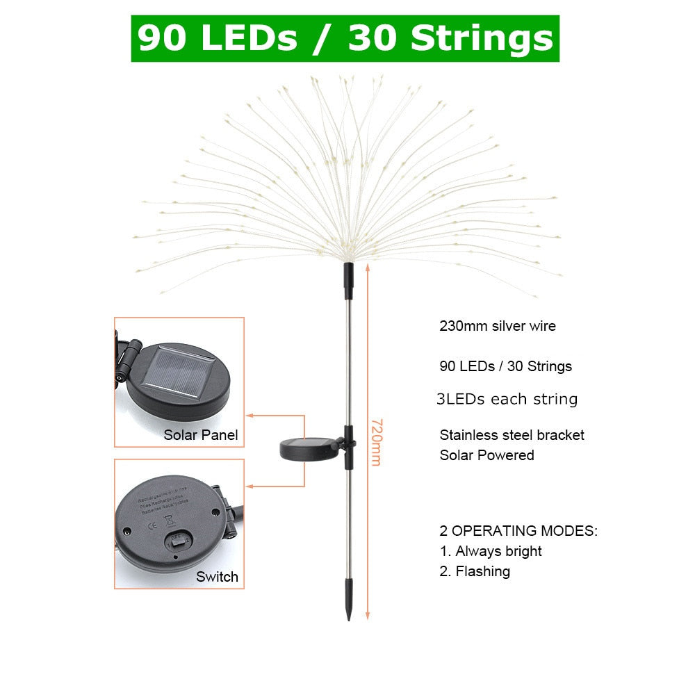 LED Solar Flashing Fireworks Lights