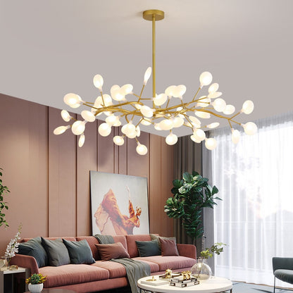 Luxurious Gold Chandeliers White Petal Fixtures Lamp