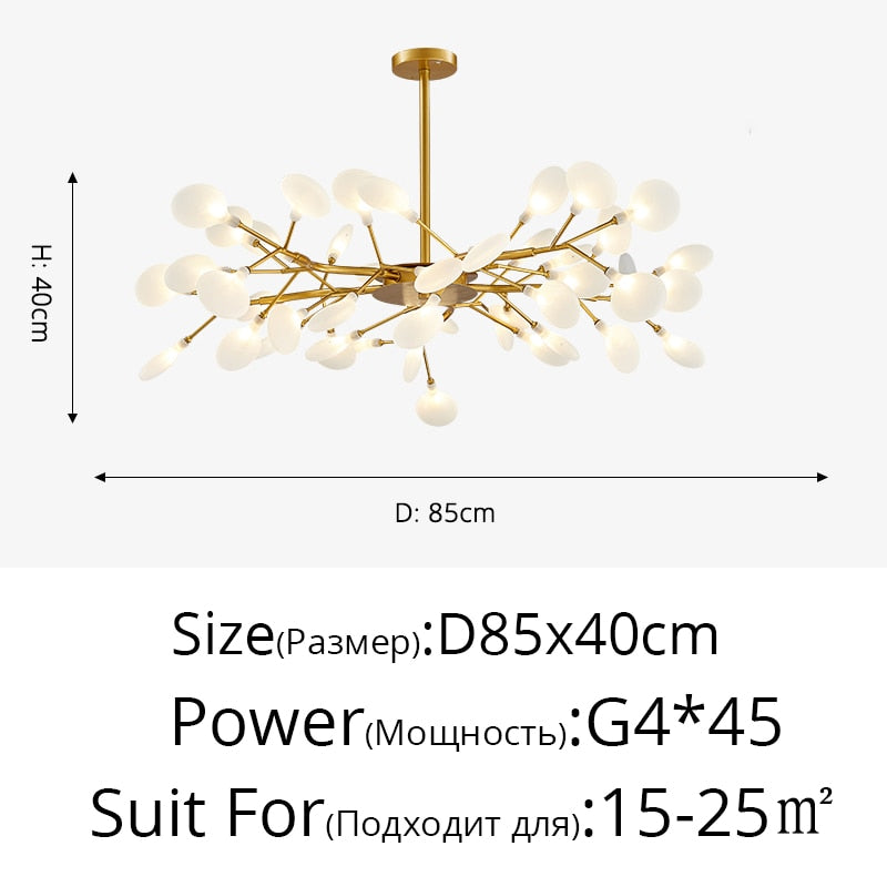 Luxurious Gold Chandeliers White Petal Fixtures Lamp