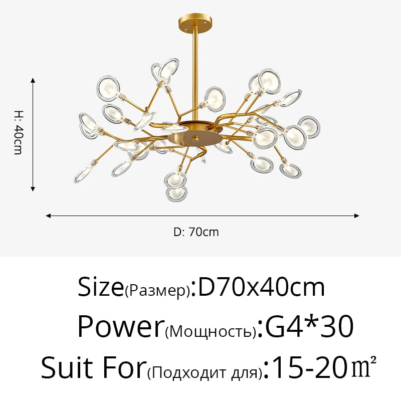 Luxurious Gold Chandeliers White Petal Fixtures Lamp