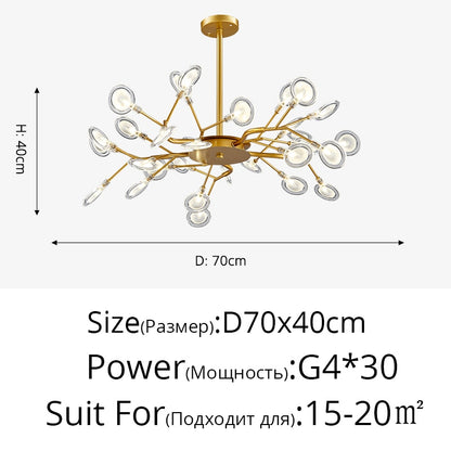 Luxurious Gold Chandeliers White Petal Fixtures Lamp