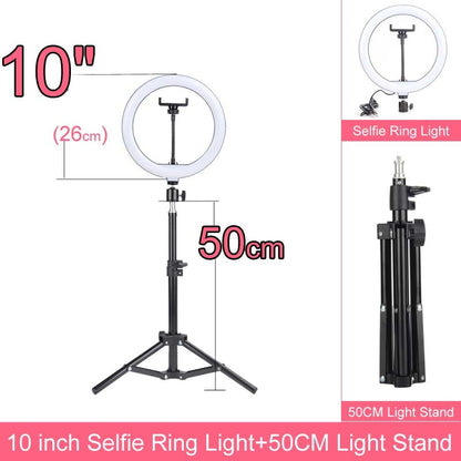 Dimmable LED Selfie Ring Light with Stand