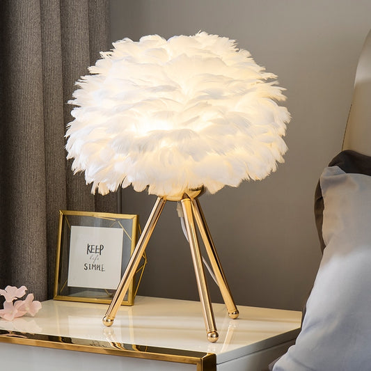 Feather Bedroom Table Lamp Modern