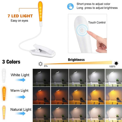 USB Rechargeable Clip-On Book Light