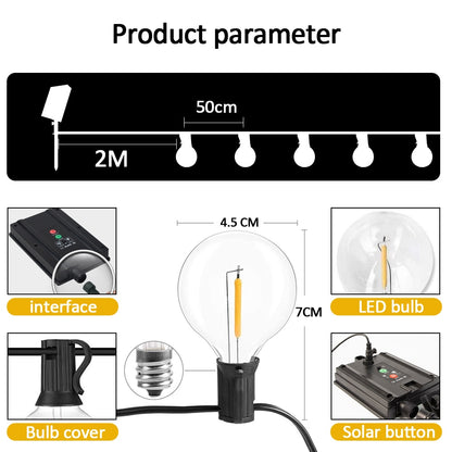 LEDS Solar String Lights Outdoor