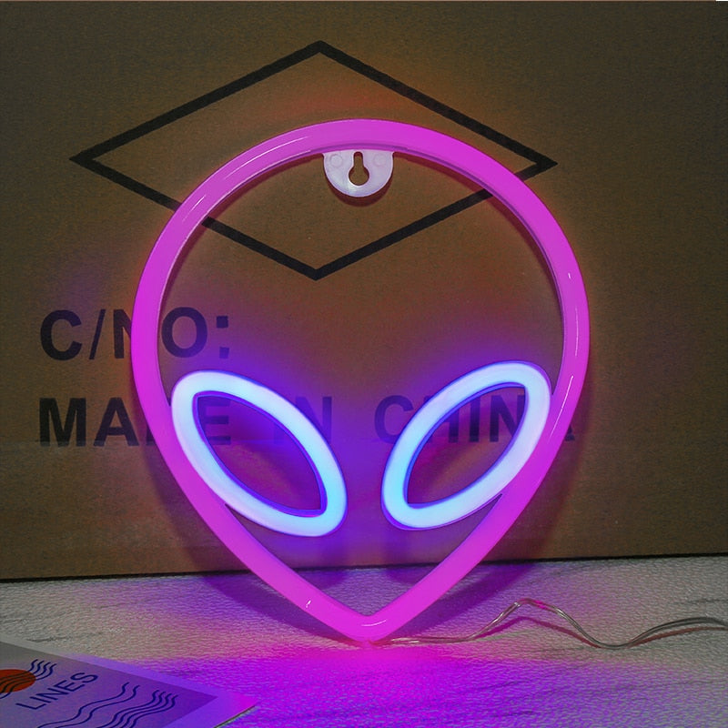 Neon Sign Alien Face Wall Hanging Lights