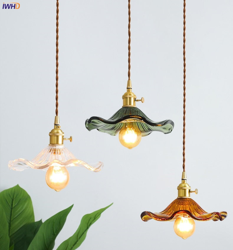 Colorful Glass Copper Hanging Lamp Lights