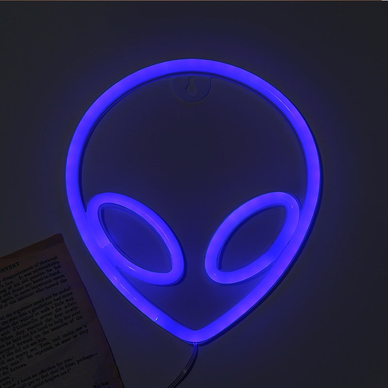 Neon Sign Alien Face Wall Hanging Lights