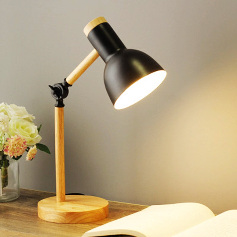 Nordic Wooden Art Iron LED Folding Simple Desk Lamp