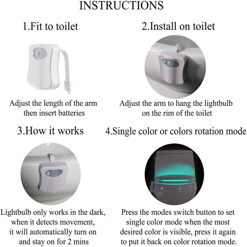 PIR Motion Sensor Toilet Seat Night Light