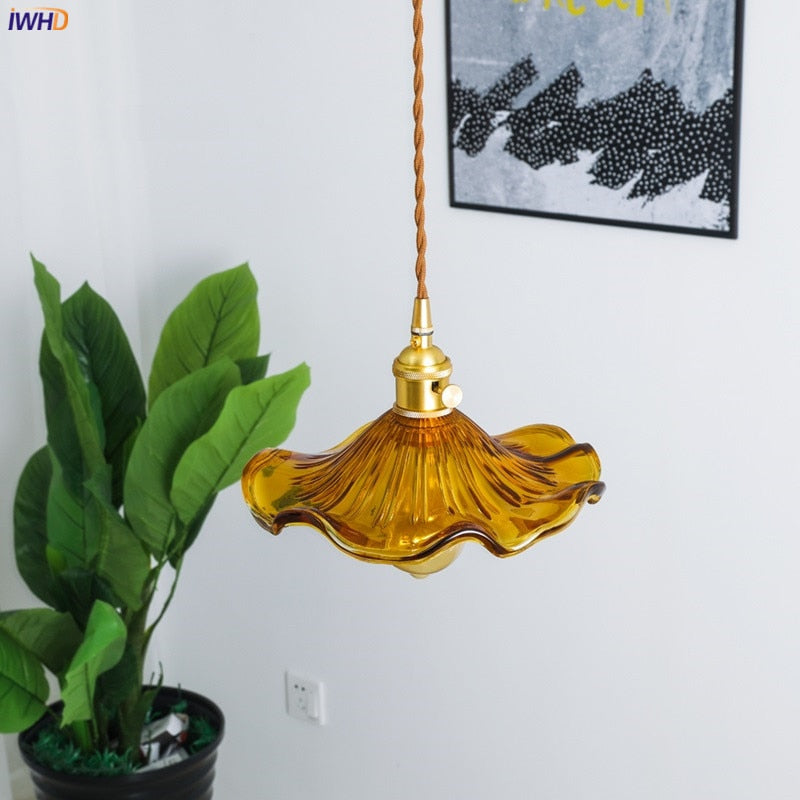 Colorful Glass Copper Hanging Lamp Lights