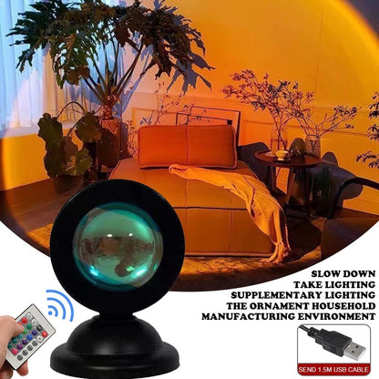 Sunset Lamp Rainbow Projector Night Light Sunset Projection Led Desk Lamp