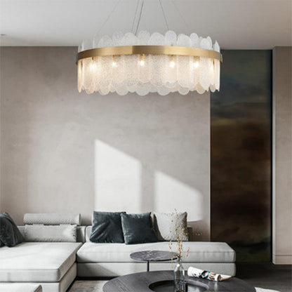 Nordic round LED living room crystal chandelier