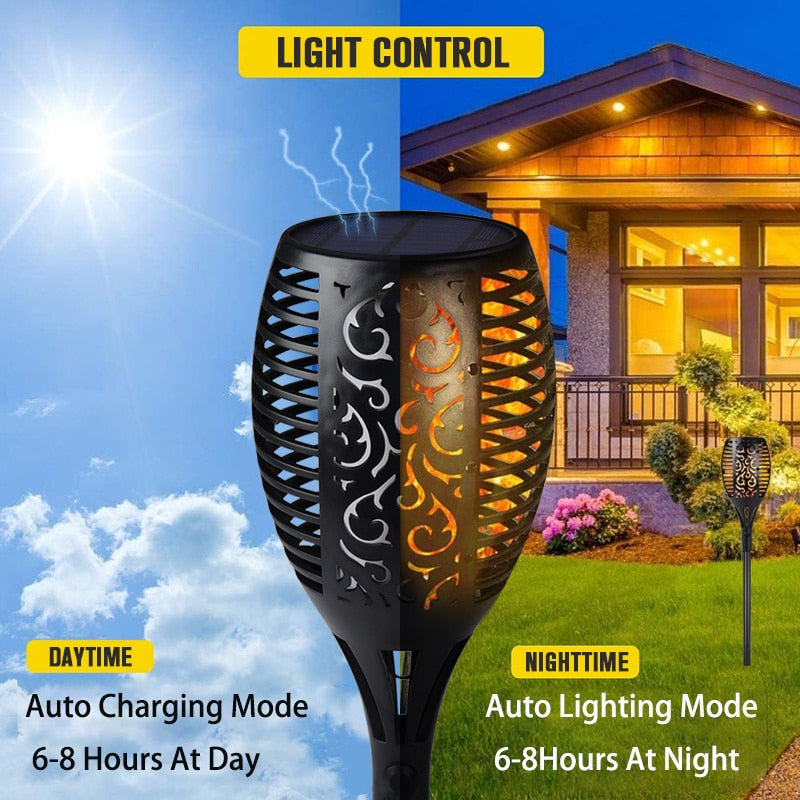 LED Solar Flame Light Garden Lamp