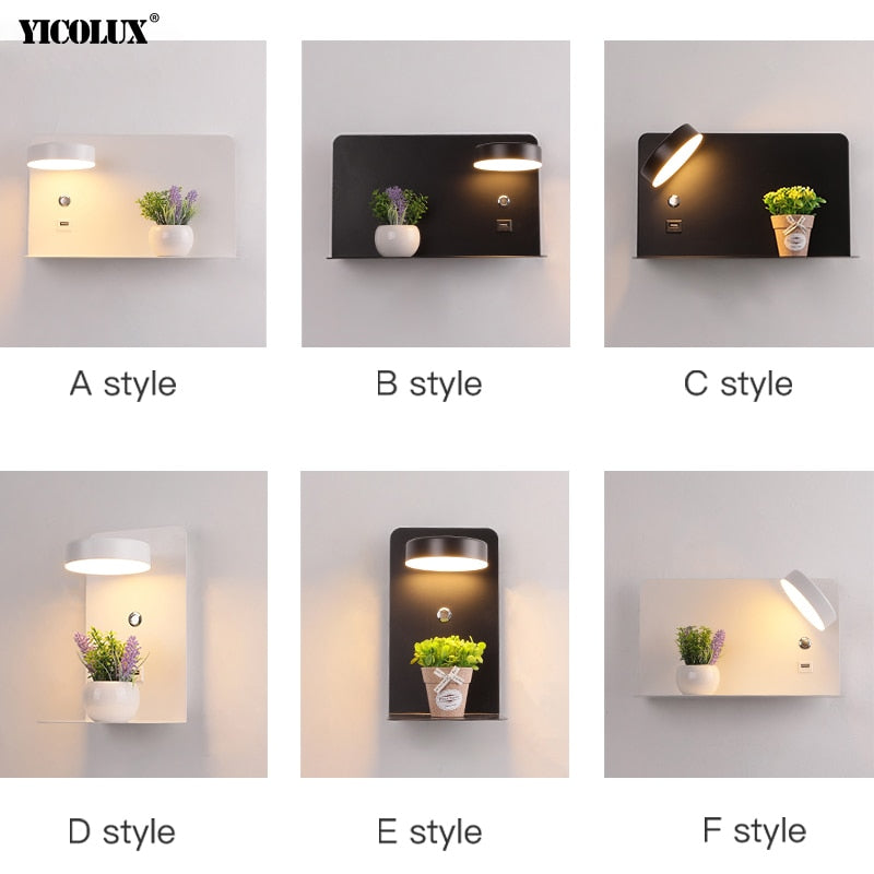 LED Wall Lights With Switch And USB