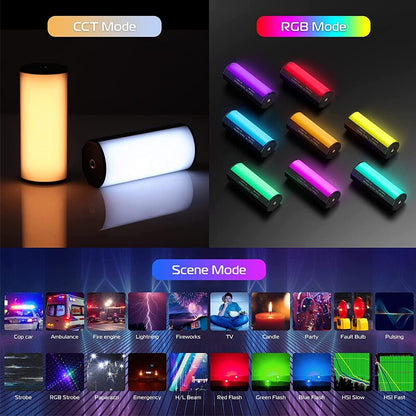 Light Mini RGB Tube Light Handheld led Fill Lamp Magnetic