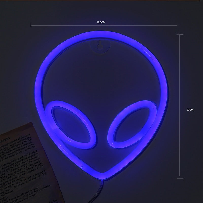 Neon Sign Alien Face Wall Hanging Lights