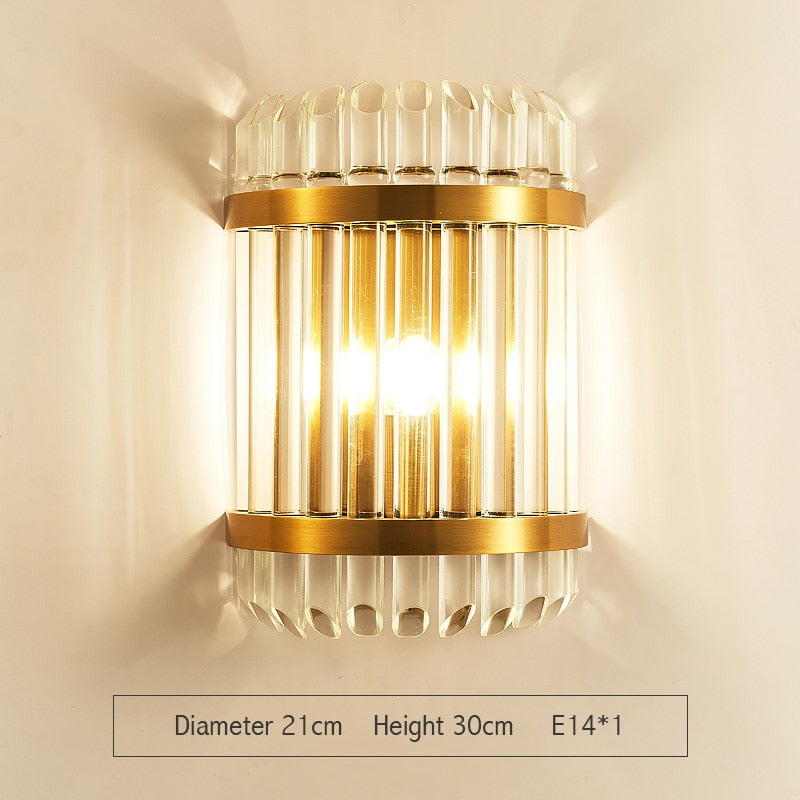 Modern Gold Crystal Wall Lights Bedside