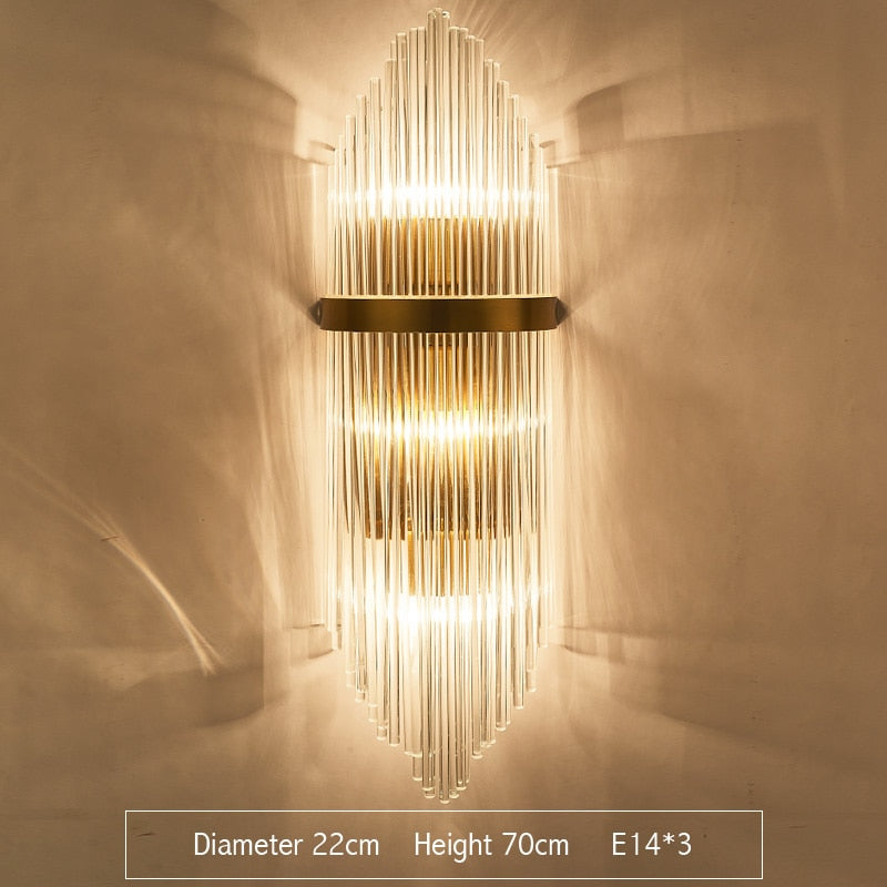 Modern Gold Crystal Wall Lights Bedside