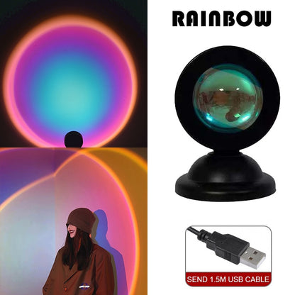 Sunset Lamp Rainbow Projector Night Light Sunset Projection Led Desk Lamp