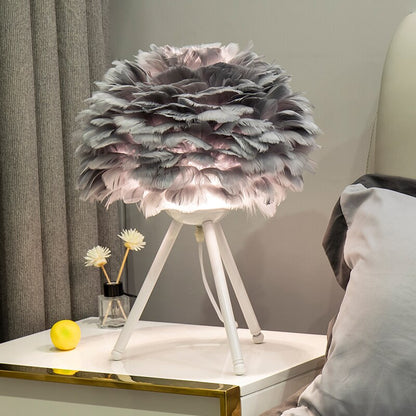 Feather Bedroom Table Lamp Modern