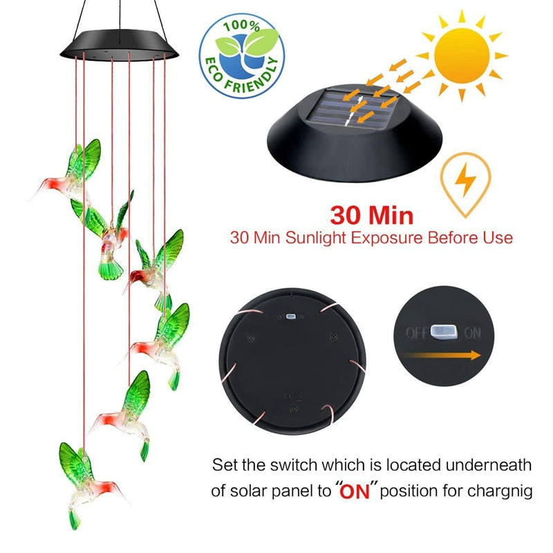 LED Solar Wind Chime Crystal Ball