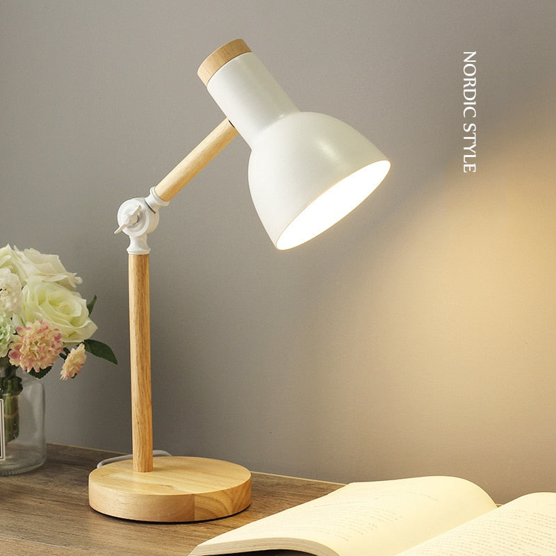 Creative Nordic Wooden Art LED Folding Simple Desk Lamp