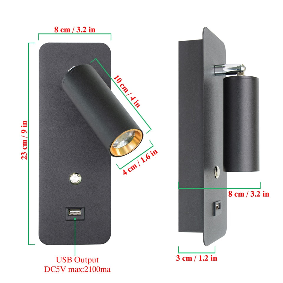 Indoor led wall lamps USB charge led  wall light