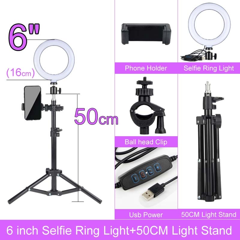 Dimmable LED Selfie Ring Light with Stand