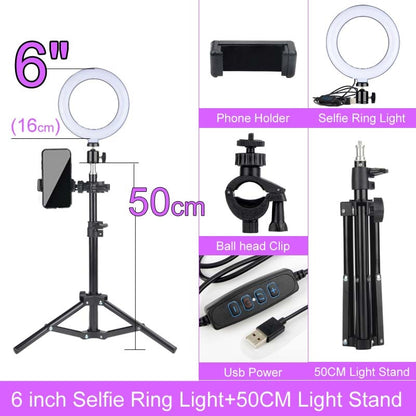 Dimmable LED Selfie Ring Light with Stand