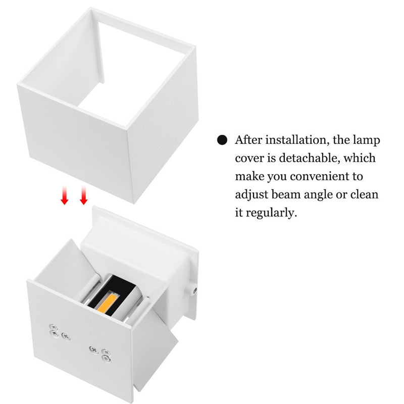 LED Wall Light Adjustable 12W IP65 Square Waterproof