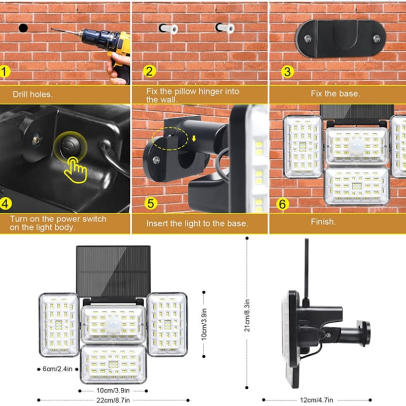 Solar Lights Lamp IPX6 Waterproof