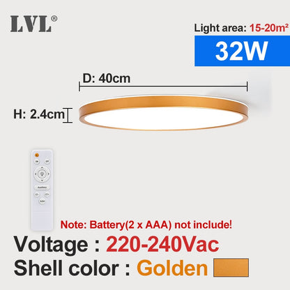 Modern Remote Control Led Ceiling Light Golden