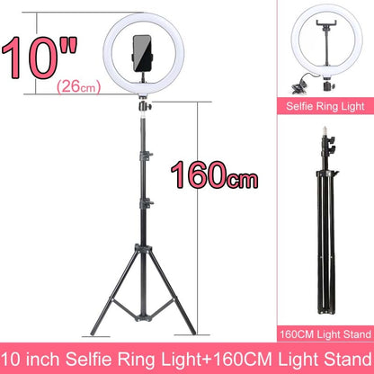 Dimmable LED Selfie Ring Light with Stand