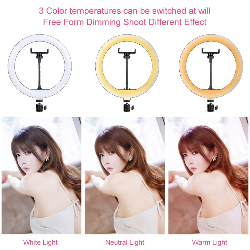 Dimmable LED Selfie Ring Light with Stand