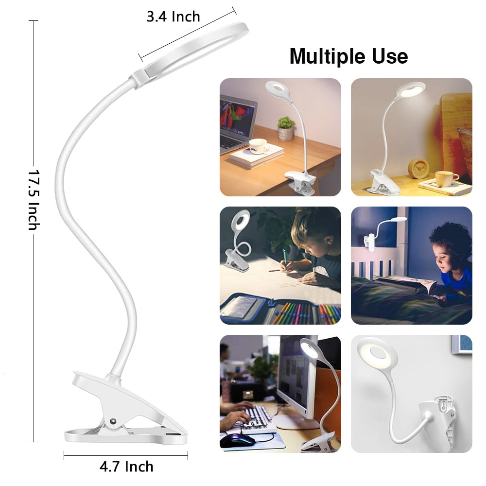 Table Lamp Led Desk Touch Clip Light Rechargeable for Children