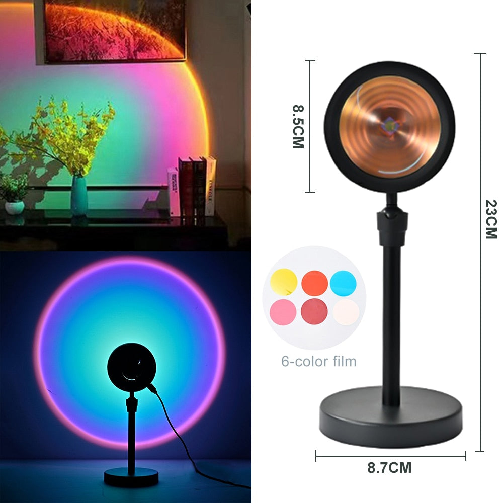 Sunset Lamp Rainbow Projector Night Light Sunset Projection Led Desk Lamp