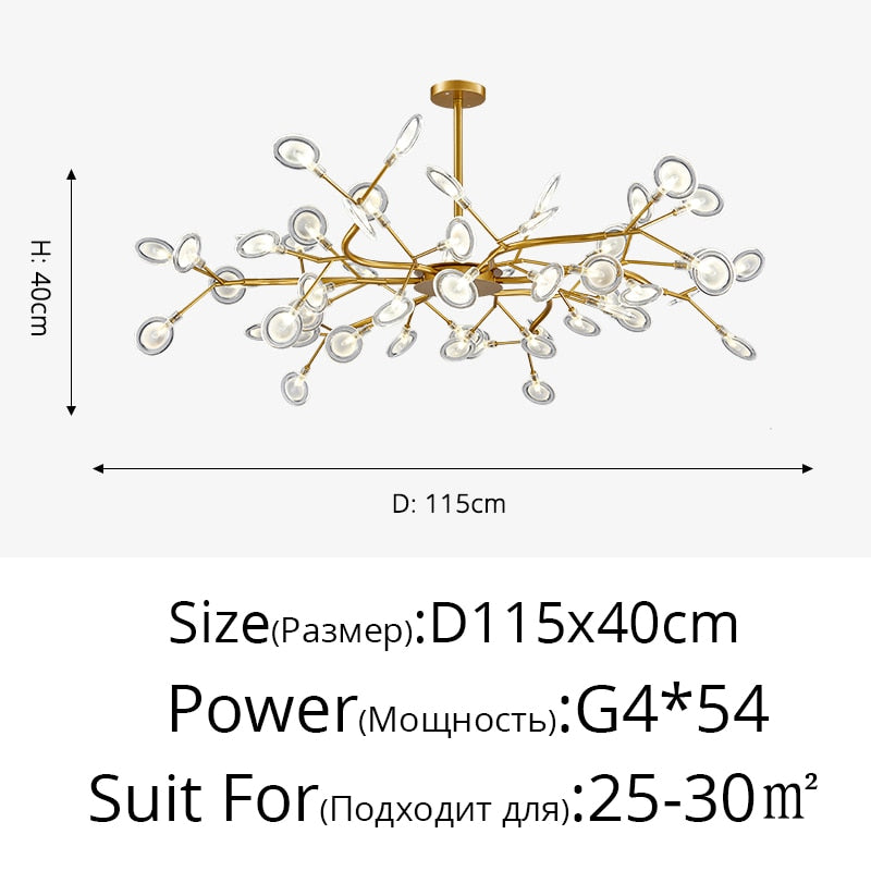 Luxurious Gold Chandeliers White Petal Fixtures Lamp