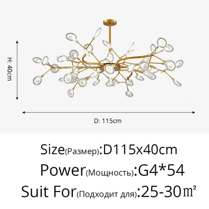 Luxurious Gold Chandeliers White Petal Fixtures Lamp