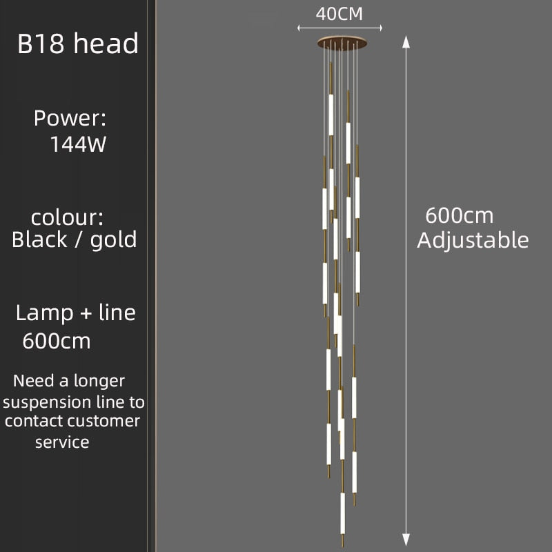 Modern branch led long line chandelier